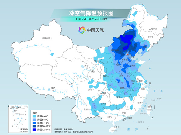 今起寒潮大举南下影响中东部降温进入主力时段多地气温或创新低