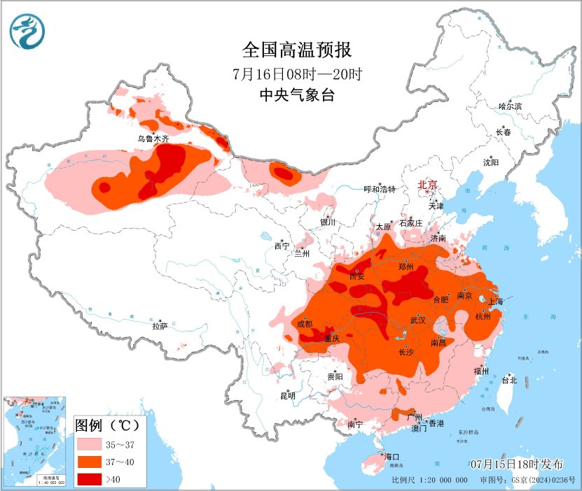 黄淮江汉陕西等地有持续性高温天气江淮等地有强对流天气