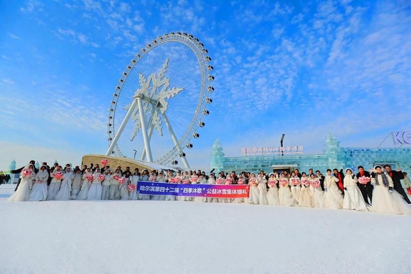 哈尔滨第四十二届“四季沐歌”公益冰雪集体婚礼盛典圆满举行