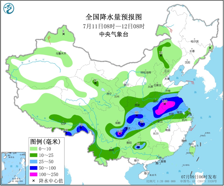 贵州至长江中下游地区仍有强降雨 华北地区多对流性天气