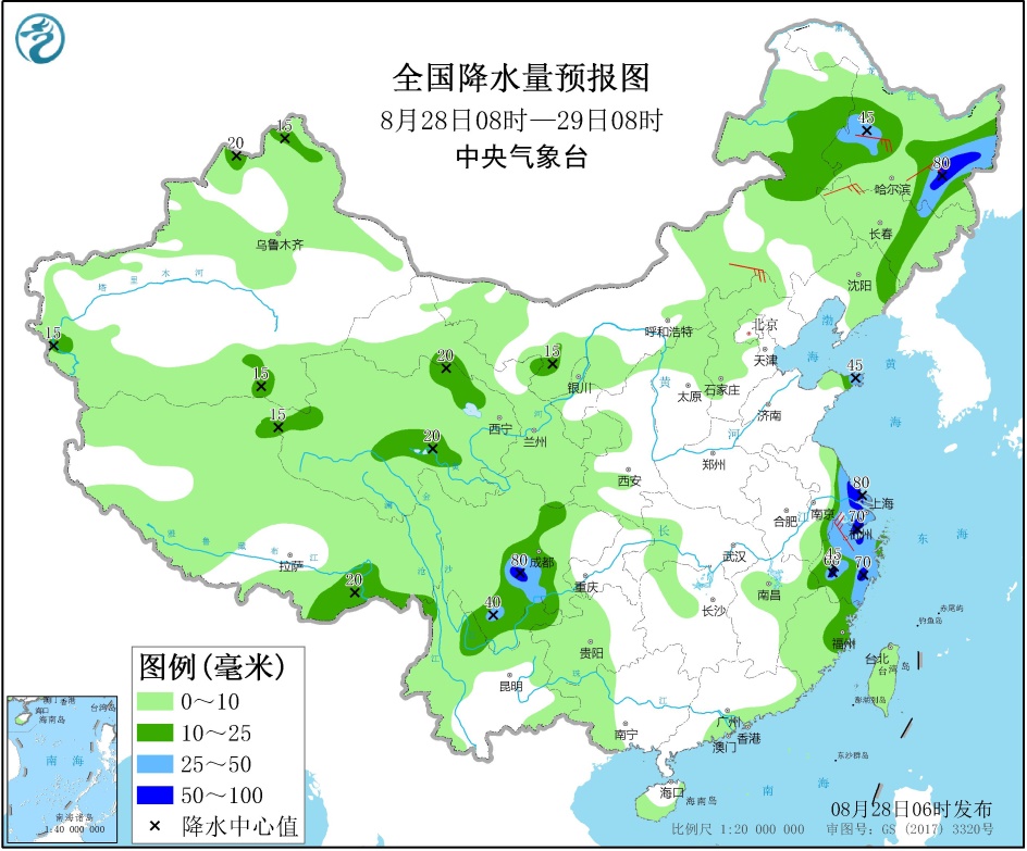 江南东部有分散性大到暴雨 四川云南甘肃等地将有较强降水