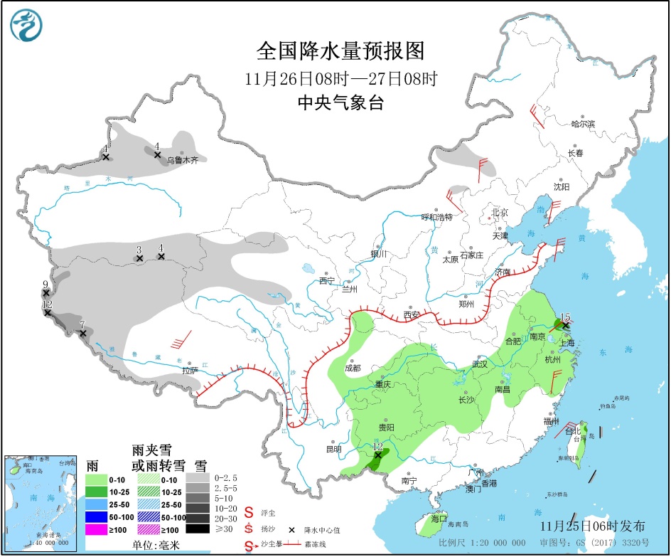 南方地区多阴雨天气 河北中南部、天津南部等地有大雾