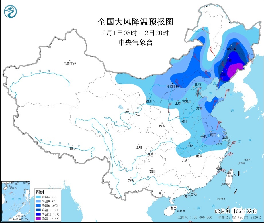较强冷空气影响中东部地区 西南地区东部至长江中下游有小到中雨