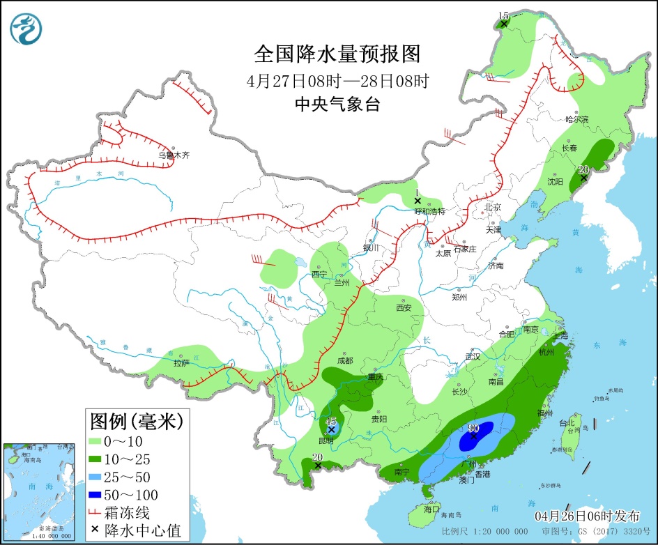 华南和江南南部等地有明显降水 西北地区华北等地将有大风沙尘天气