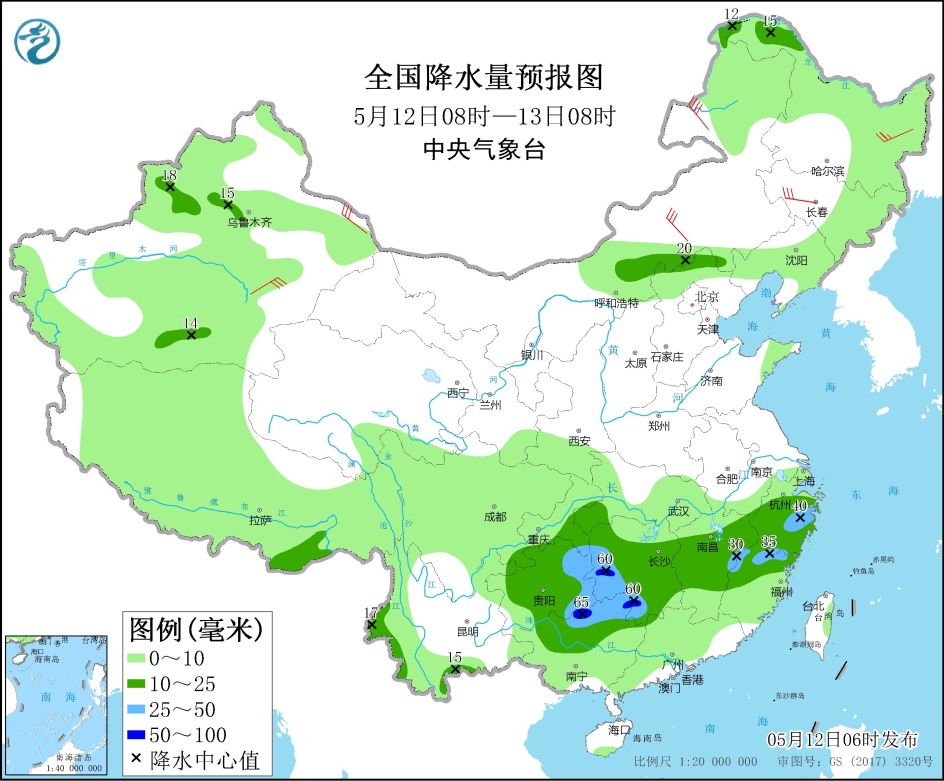 广西贵州湖南等地有强对流天气 江南至沿淮河一带有较强降雨