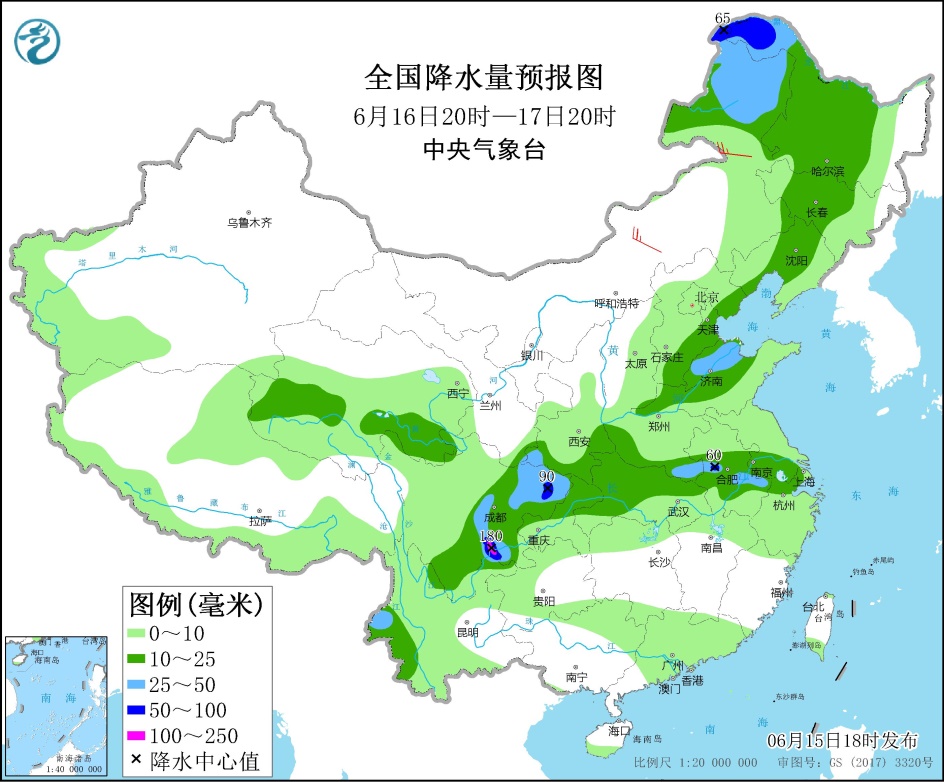 陕南四川盆地至长江中下游等地有较强降雨