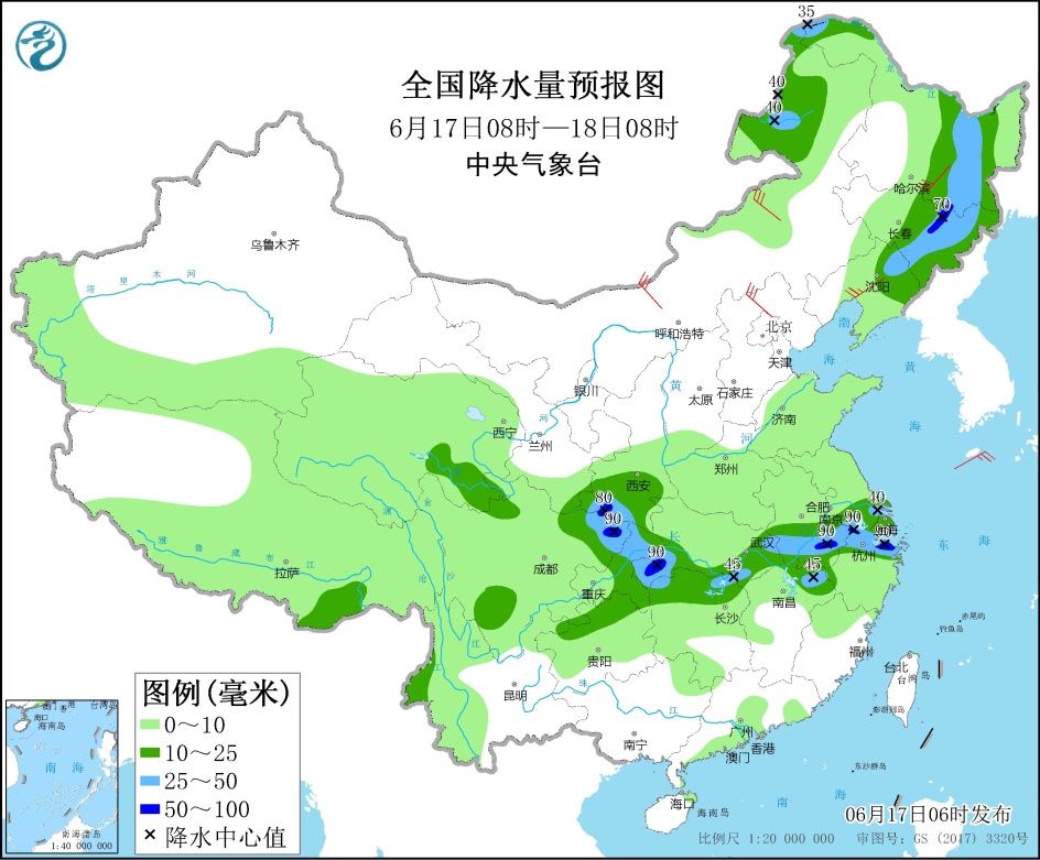 四川盆地至长江中下游等地仍有较强降雨