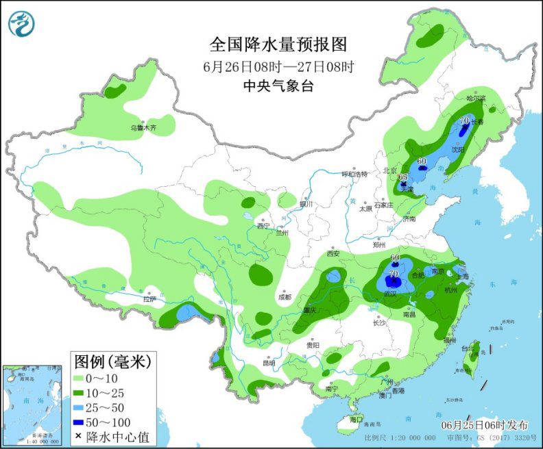 长江中下游迎新一轮较强降水 华北和东北多雷阵雨天气