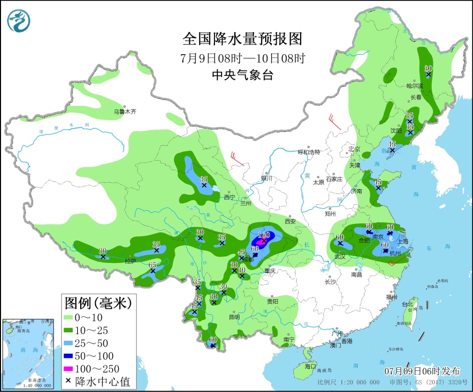 东北地区和华北等地多雷阵雨天气 四川盆地西北地区东南部等地有强降水