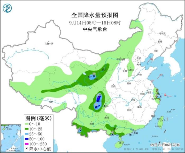“灿都”继续影响华东 西北地区中东部四川盆地有降水
