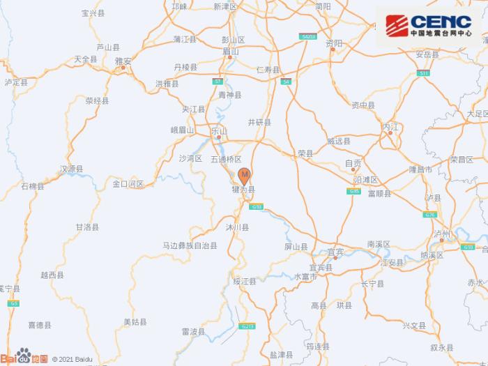四川乐山市犍为县发生4.3级地震 震源深度10千米