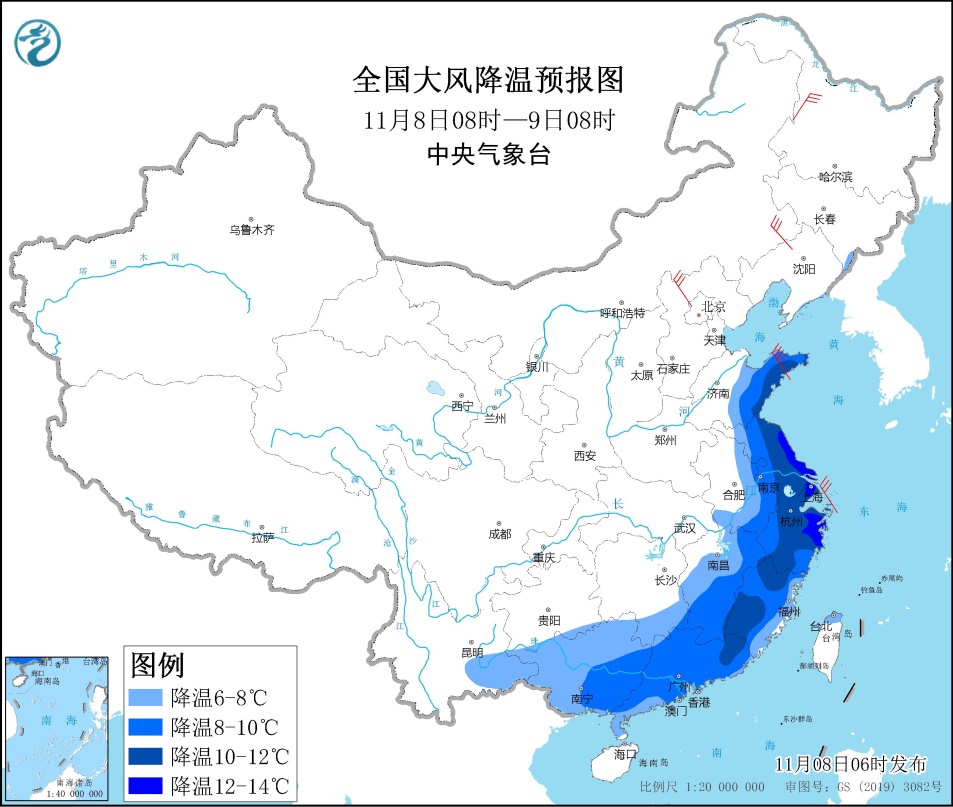 寒潮继续影响华东华南等地 东北地区等地有强降雪