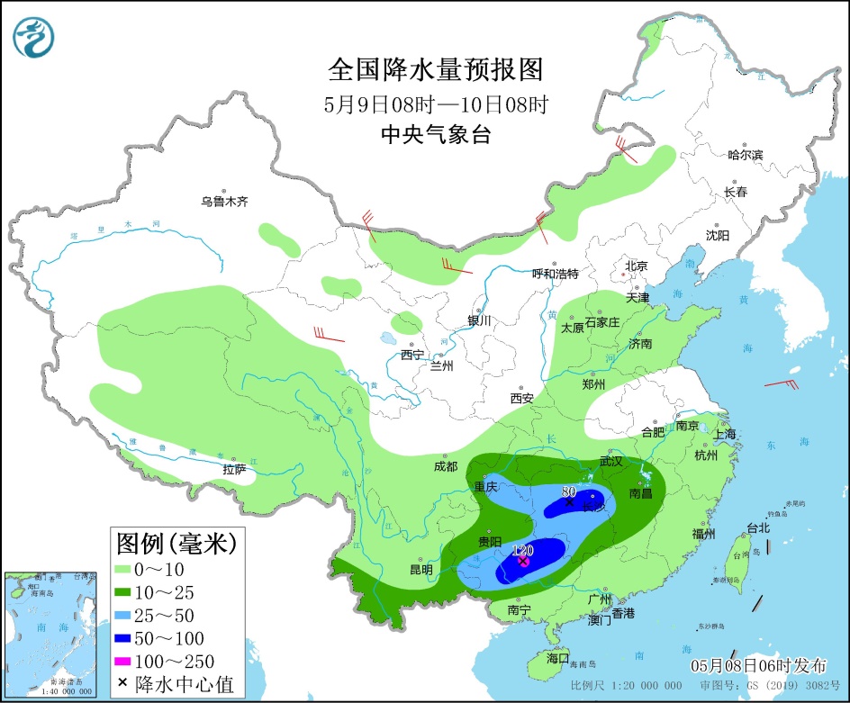 西北地區東部華北西部等地有較強降水四川貴州廣西湖南等地局地有大到