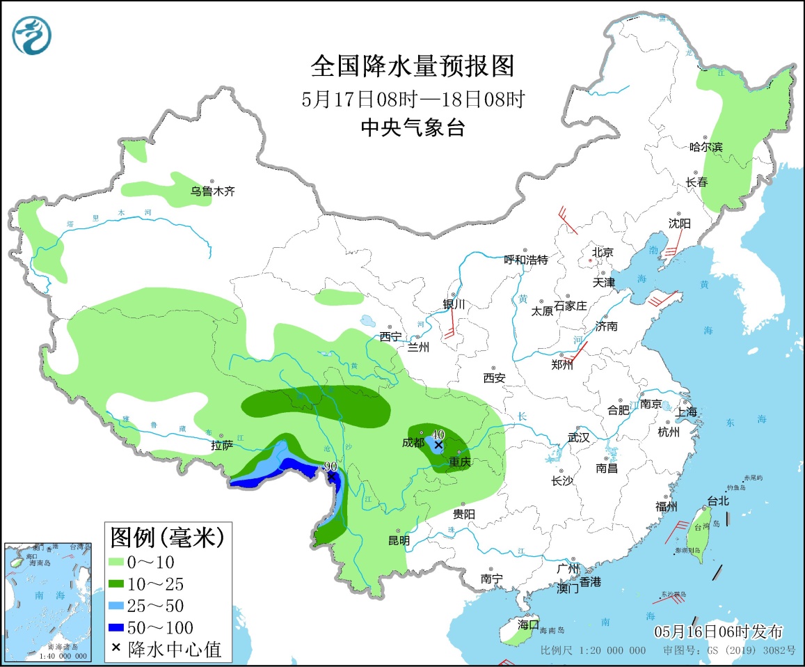 Southwest Tibet has more precipitation, the central and eastern parts of the region have no obvious precipitation
