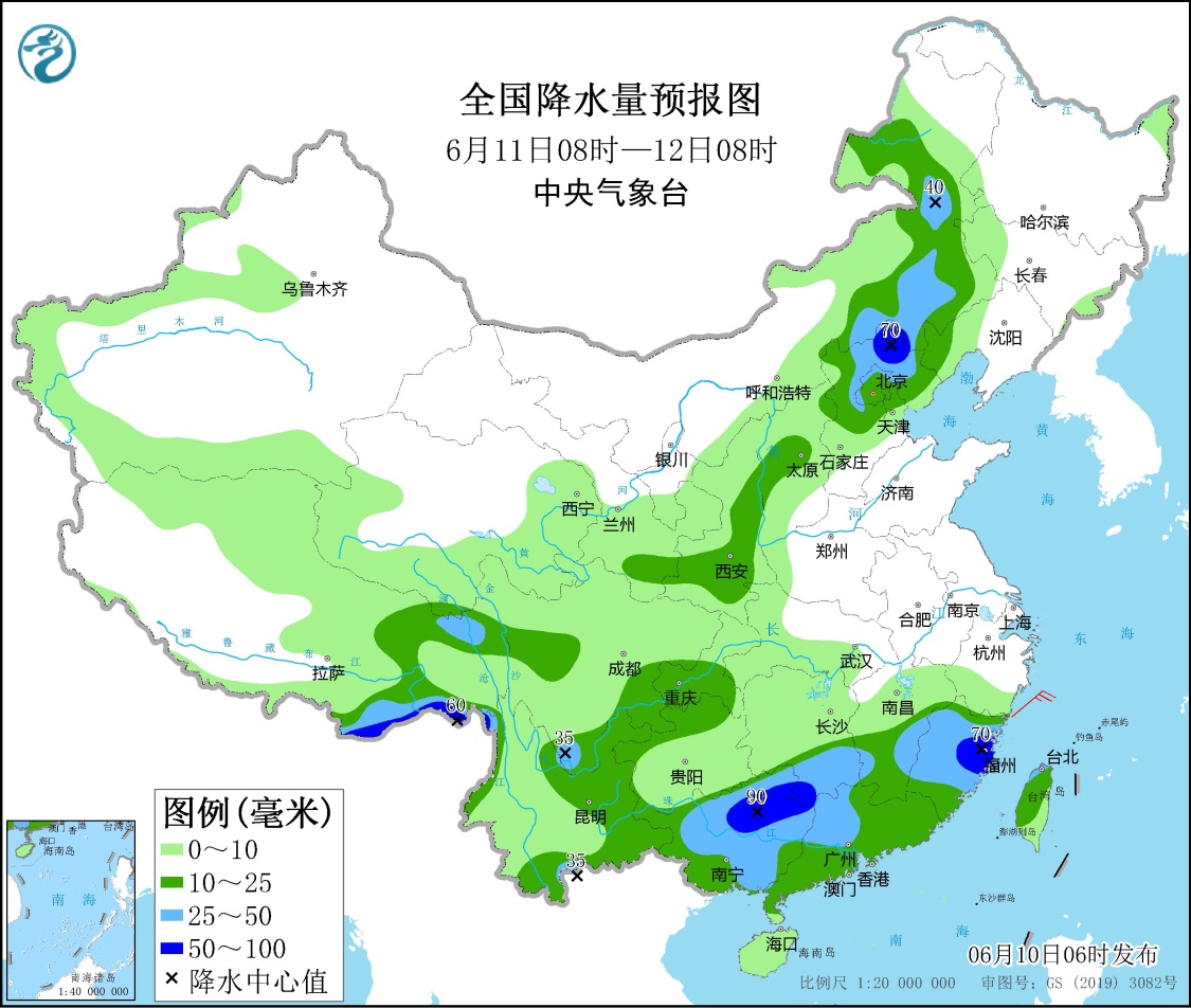 广西湖南云南等地有较强降雨 河南安徽北部等地有间歇性高温天气