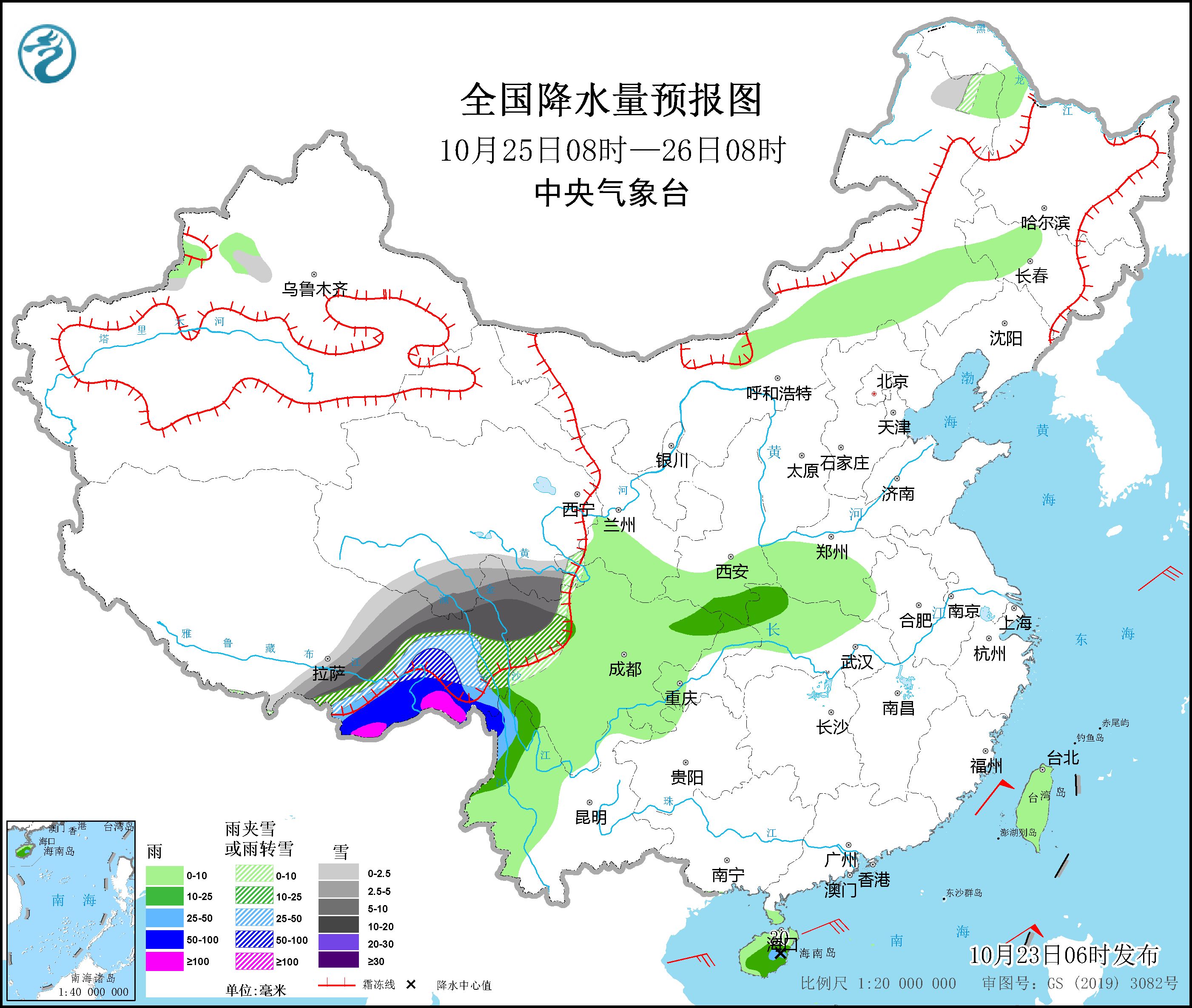 海南岛将有较强风雨天气 青藏高原东部将有较强雨雪天气