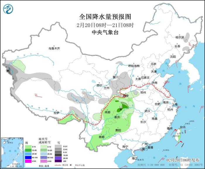 西北地区东部西南地区东部多阴雨雪天气 东南部海域有大风