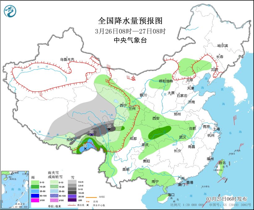 长江中下游地区有较强降雨和强对流天气 西藏青海等地有雨雪 西北华北等地有沙尘