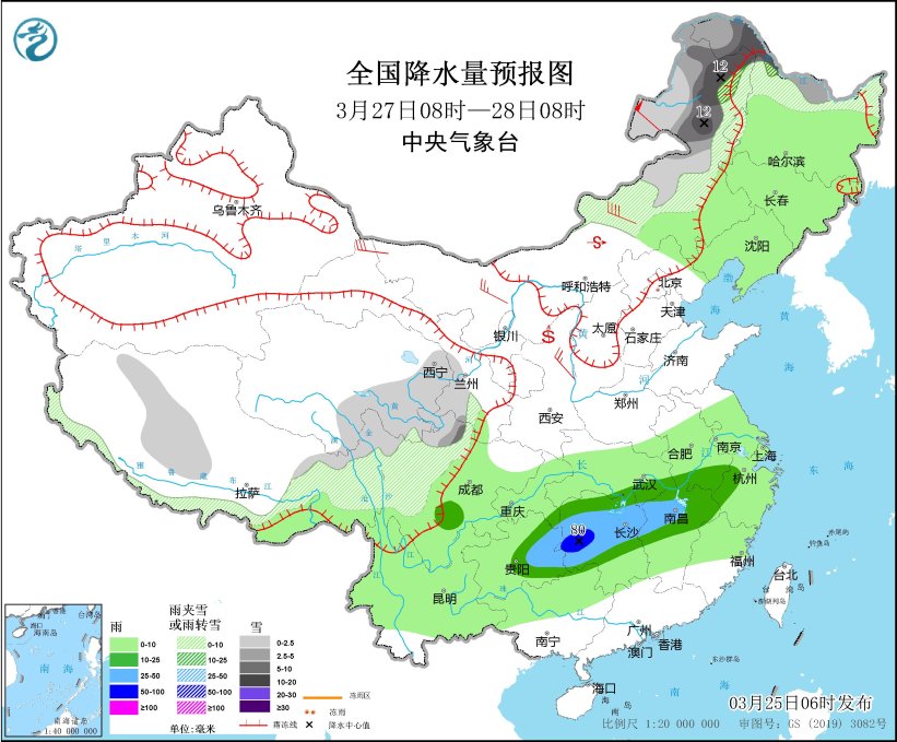 长江中下游地区有较强降雨和强对流天气 西藏青海等地有雨雪 西北华北等地有沙尘