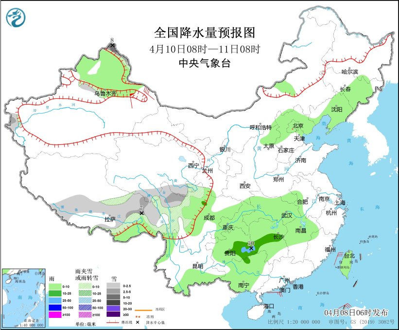 青藏高原东部有持续雨雪 冷空气影响华北东北地区