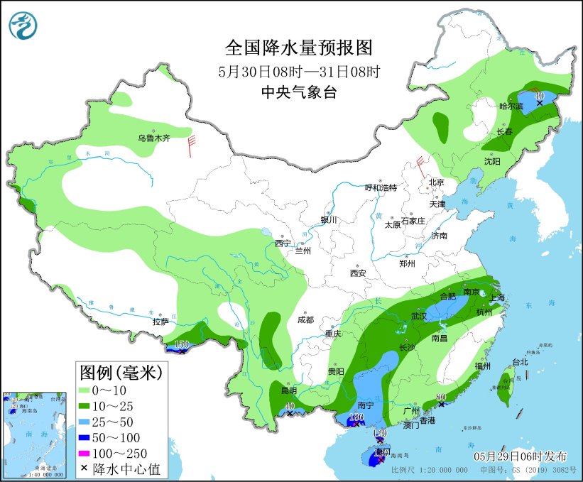 云贵及江南华南等地有较强降水