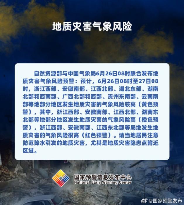 地质灾害气象风险预警：浙江等8省区部分地区风险较高