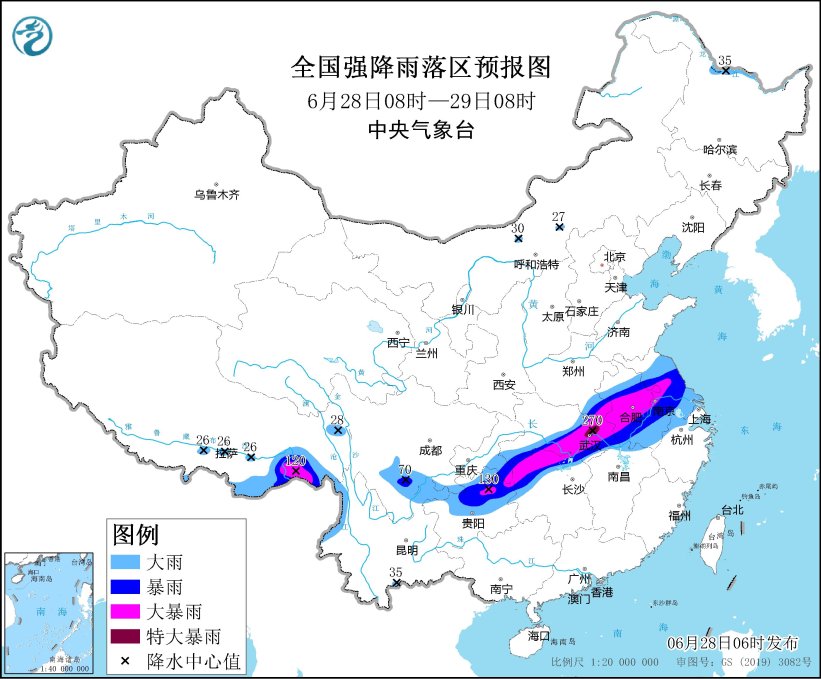 暴雨橙色预警：8省区市部分地区有大暴雨 湖北局地特大暴雨