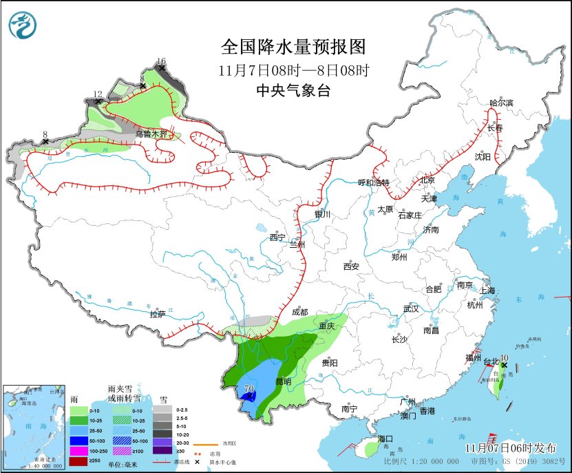 云南等地有较强降水 冷空气将影响新疆内蒙古东北等地