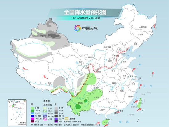 我国天气进入短暂平静期 23日起寒潮携大风降温雨雪来袭