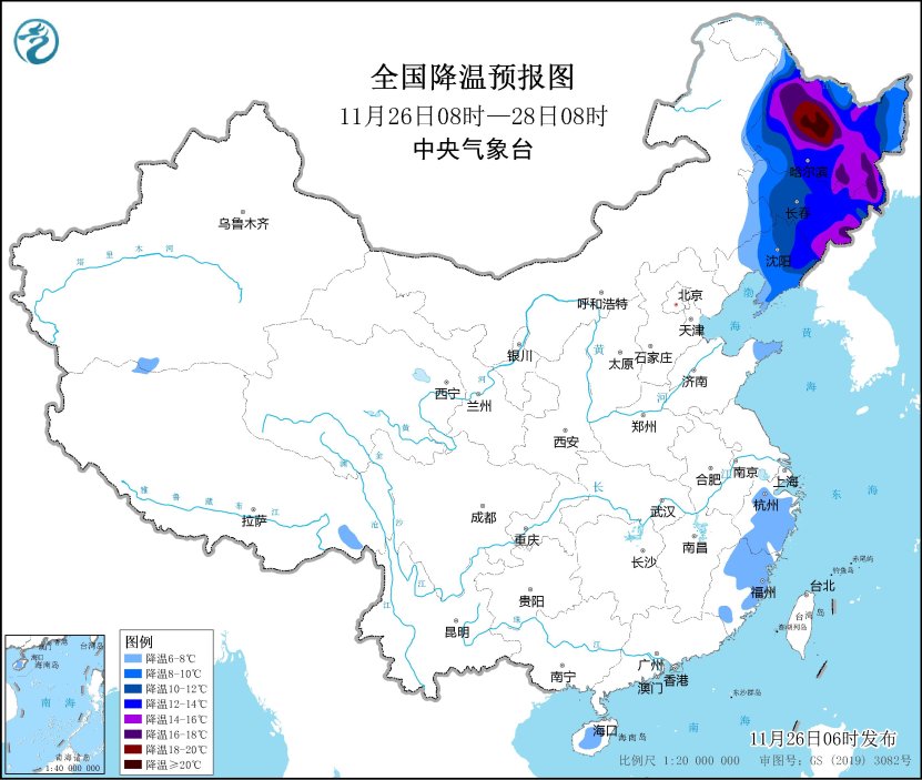 寒潮影响我国中东部地区