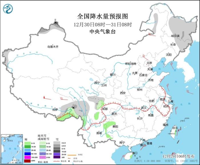 内蒙古及南部海区有大风 青藏高原有明显降雪