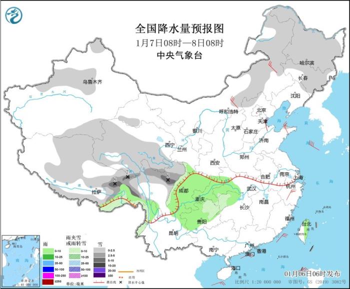 冷空气将影响我国大部地区 西南地区有雨雪天气