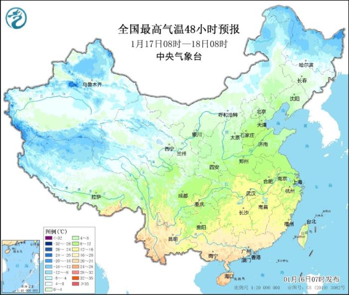 未来三天全国大部地区降水稀少气温稳步回升