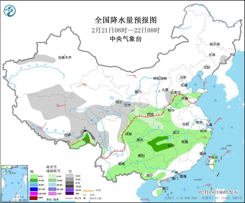 西南地区东部至长江中下游地区多阴雨