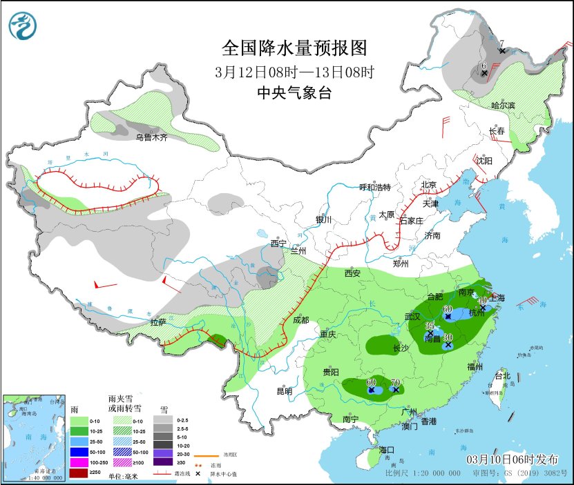 内蒙古等地有大风和沙尘天气 东北地区中北部等地有雨雪天气