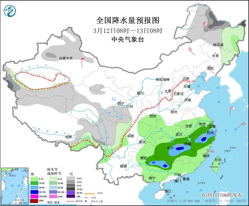 内蒙古等地有大风和沙尘天气 东北地区中北部等地有雨雪天气