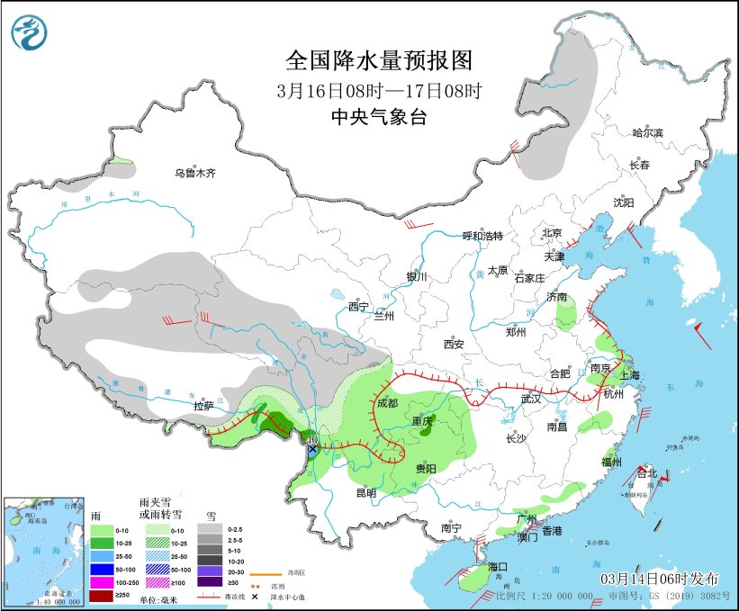 江南华南将有较强降水和对流天气 西北地区东部华北北部将有雨雪降温天气