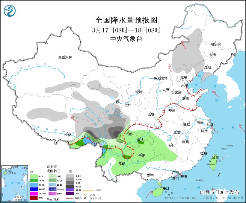 内蒙古中部华北等地有大风 高原东部西南地区多雨雪