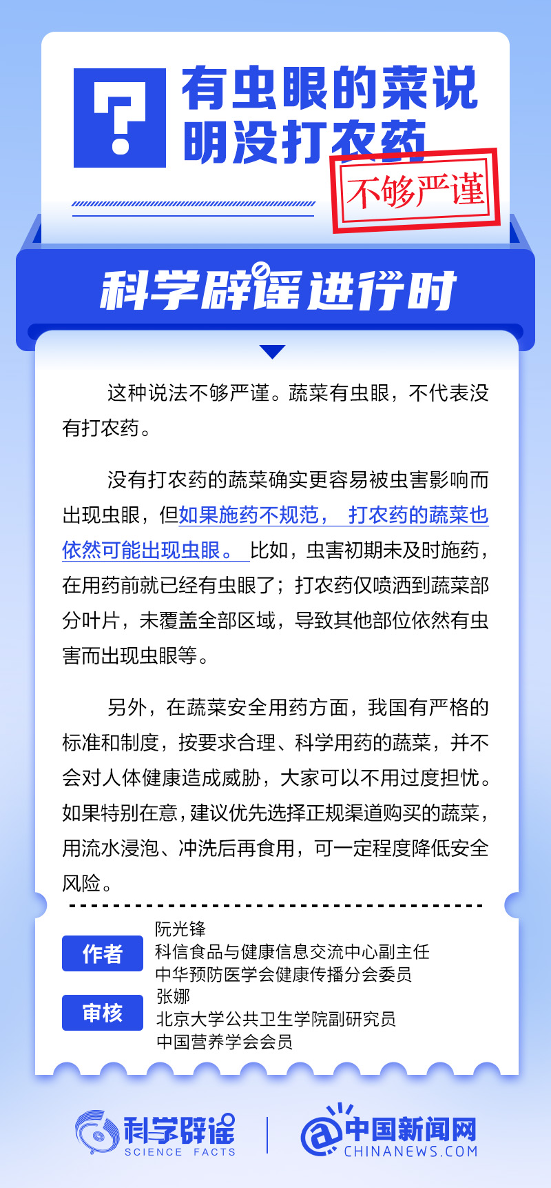 有虫眼的菜说明没打农药？
