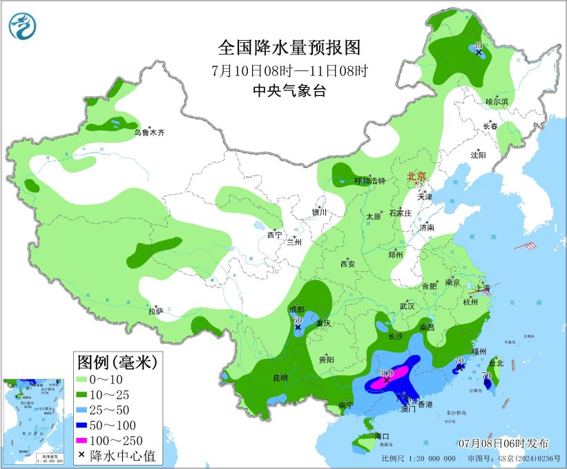 西北地区东部华北四川盆地等地多降雨 “丹娜丝”继续影响浙闽赣等地 黄淮江淮江汉江南等地有高温 黄海中北部等海域有大雾