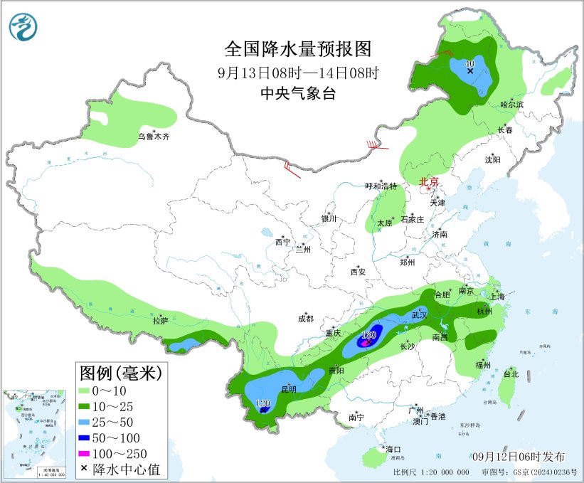 西南地区江南西部有较强降水 内蒙古黄海海域有大风天气