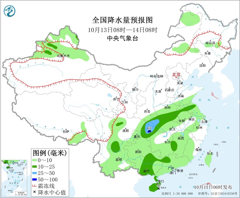 四川盆地北部至华北南部等地多降雨 江南大部仍有高温天气