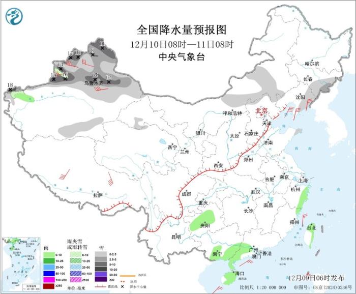 寒潮将影响我国 大部地区自西向东气温将普遍下降6～10℃