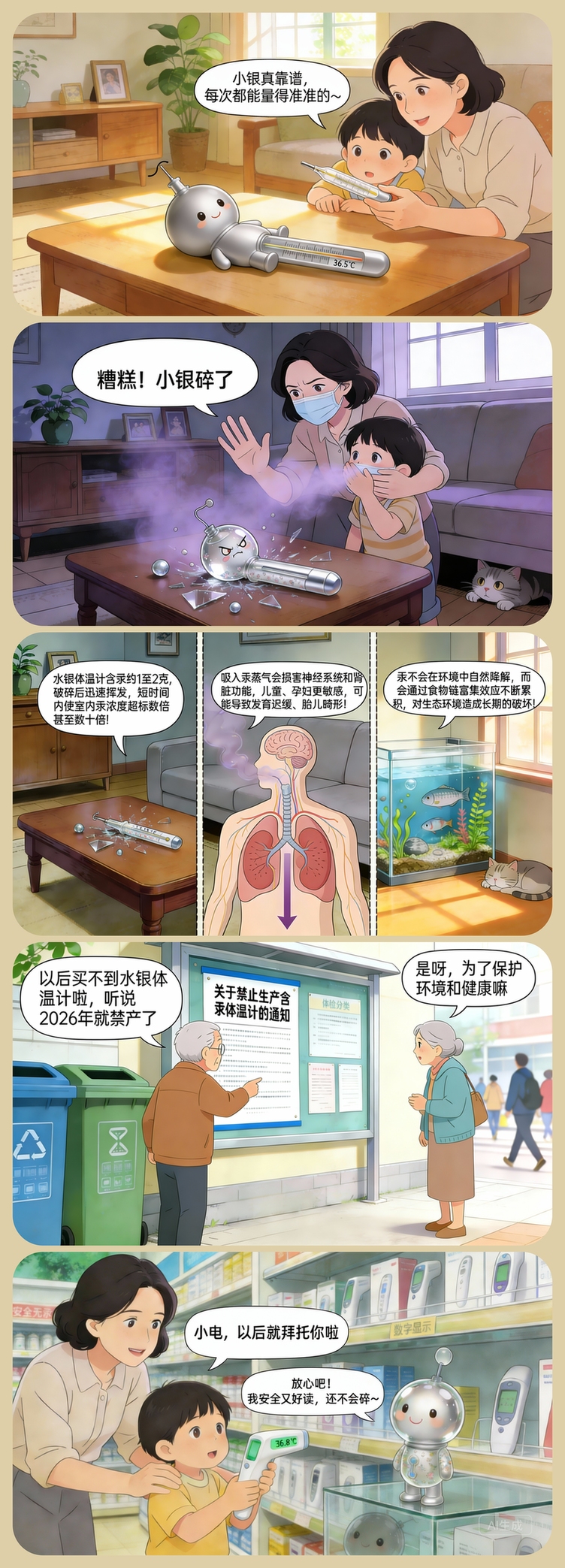 AI漫画|再见水银体温计！