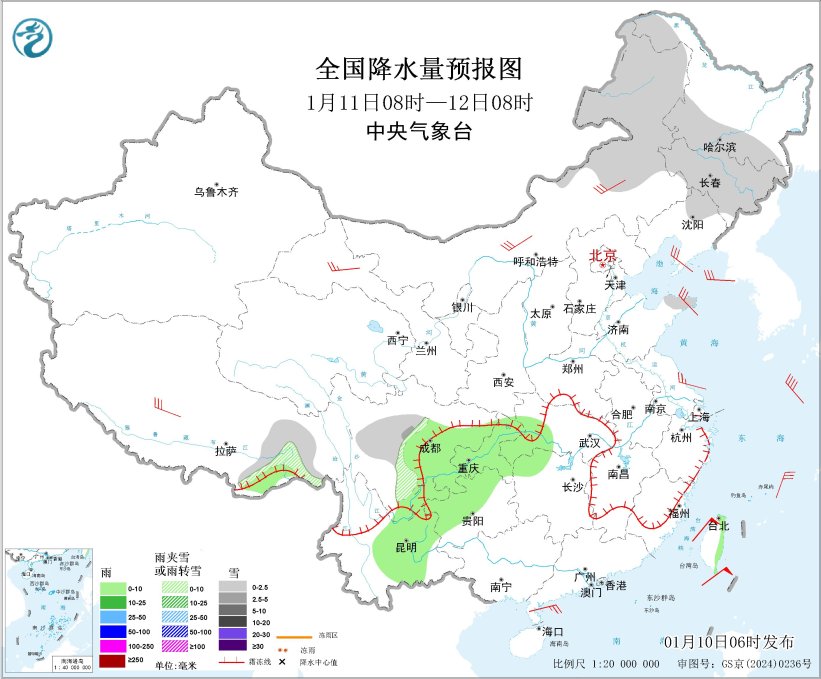 冷空气继续影响中东部地区 北方有大风降温降雪天气