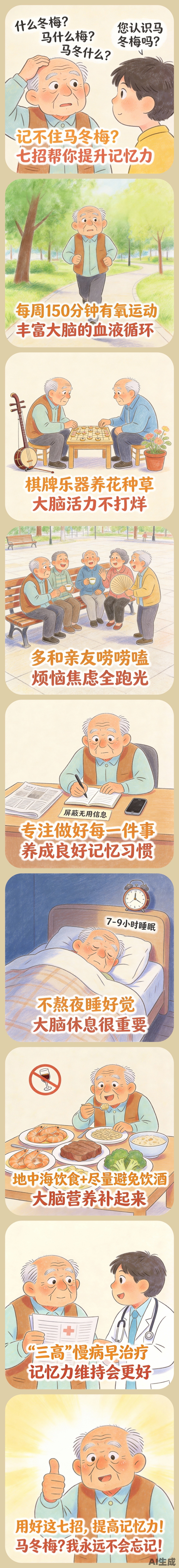AI漫画丨记不住马冬梅？快来用七招提高记忆力！