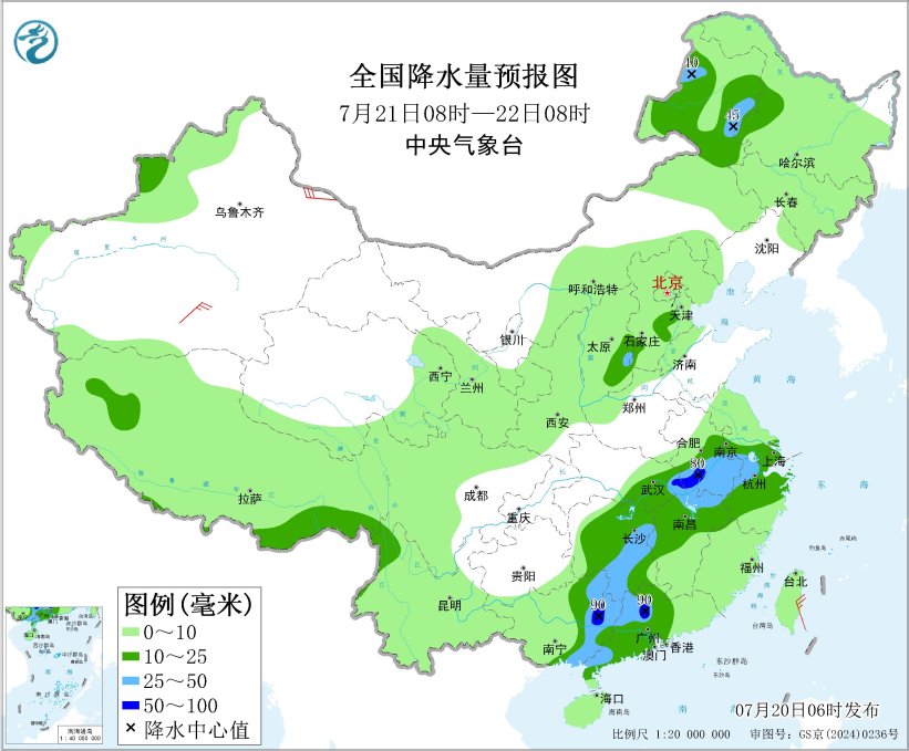 广西和长江中下游等地有较强降水 内蒙古华北等地多雷阵雨