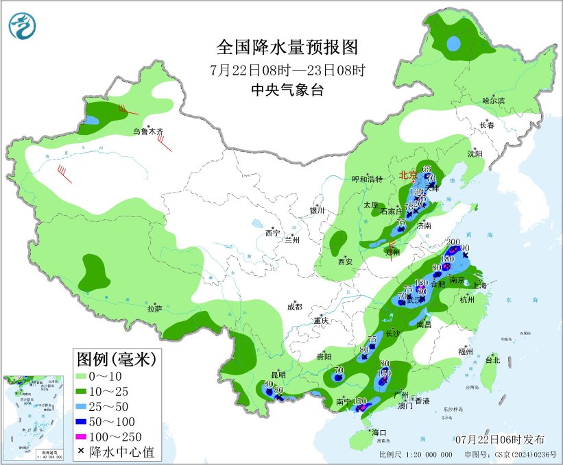 广西和长江中下游等地有较强降水 内蒙古华北东北地区多对流天气