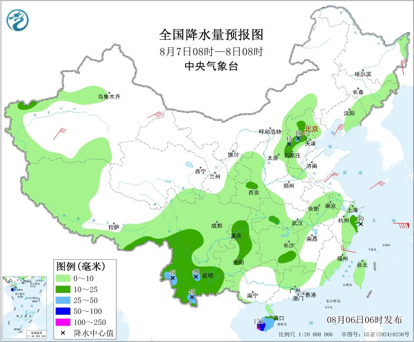 黑龙江贵州云南海南等地有分散性强降水 台风“白海豚”将逐渐向华东沿海靠近