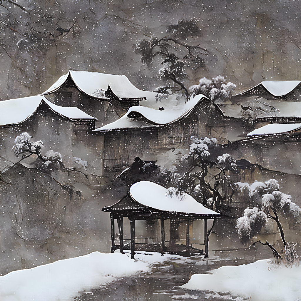 冬雪飘落，AI眼中的中式浪漫有多绝？